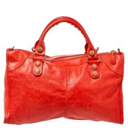 Pre Owned Balenciaga Vermillon Leather Giant Work Bag