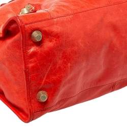 Pre Owned Balenciaga Vermillon Leather Giant Work Bag