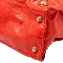 Pre Owned Balenciaga Vermillon Leather Giant Work Bag