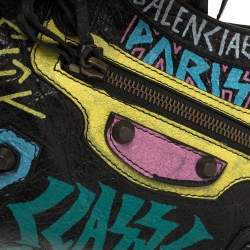 Pre Owned Balenciaga Black Graffiti Leather Mini RH Classic City Bag