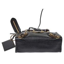 Pre Owned Balenciaga Black Leather Mini Classic Metallic Edge City Bag