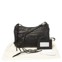 Pre Owned Balenciaga Black Leather Motocross Classic Hip Crossbody Bag