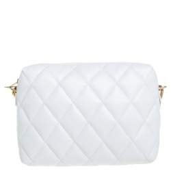 Pre Owned حقيبة كروس بالنسياغا بي كاميرا جلد أبيض مبطن