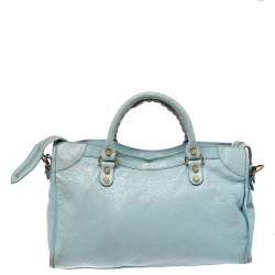 Pre Owned حقيبة يد بالنسياغا أر أتش سيتي جلد تركواز