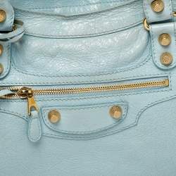 Pre Owned حقيبة يد بالنسياغا أر أتش سيتي جلد تركواز