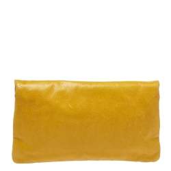 Pre Owned حقيبة كلتش بالنسياغا موتوكروس غيانت 21 مظروف جلد أصفر