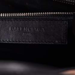 Pre Owned Balenciaga Black/Peach Leather and Python Padlock All Afternoon Tote