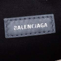 Pre Owned Balenciaga Beige/Grey Canvas and Leather Small Navy Pochette Crossbody Bag