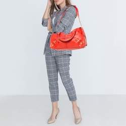 Pre Owned Balenciaga Orange Leather GSH Part Time Tote