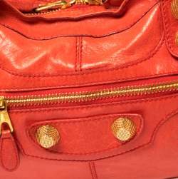 Pre Owned Balenciaga Orange Leather GSH Part Time Tote
