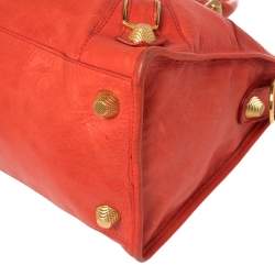 Pre Owned Balenciaga Orange Leather GSH Part Time Tote