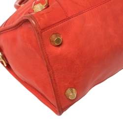 Pre Owned Balenciaga Orange Leather GSH Part Time Tote