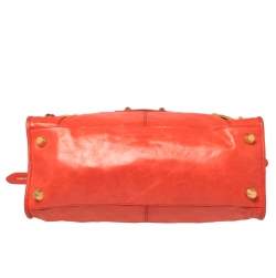 Pre Owned Balenciaga Orange Leather GSH Part Time Tote