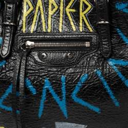 Pre Owned Balenciaga Multicolor Leather Graffiti Papier A6 Zip Around Tote