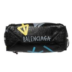 Pre Owned Balenciaga Multicolor Leather Graffiti Papier A6 Zip Around Tote