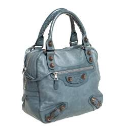 Pre Owned Balenciaga Grey Leather Giant Street Bowler Bag