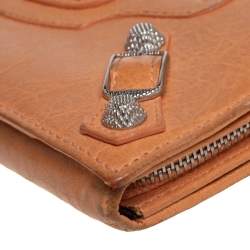 Pre Owned Balenciaga Orange Leather Classic Money RGH Continental Wallet