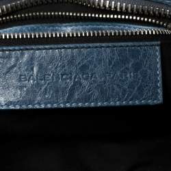 مملوكة مسبقًا Balenciaga Blue Lambskin Leather Giant 21 Gold Motorcycle City Bag