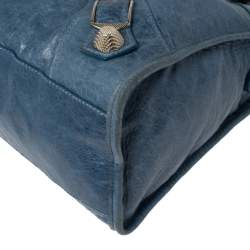 مملوكة مسبقًا Balenciaga Blue Lambskin Leather Giant 21 Gold Motorcycle City Bag