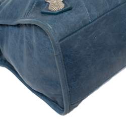 مملوكة مسبقًا Balenciaga Blue Lambskin Leather Giant 21 Gold Motorcycle City Bag