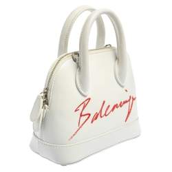 مملوكة مسبقًا Balenciaga White Leather XXS Ville Logo Satchel