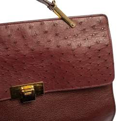 Pre Owned حقيبة بالنسياغا لو ديكس كارتابل يد علوية جلد نعام و جلد أحمر داكن