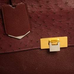 Pre Owned حقيبة بالنسياغا لو ديكس كارتابل يد علوية جلد نعام و جلد أحمر داكن