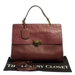 Pre Owned حقيبة بالنسياغا لو ديكس كارتابل يد علوية جلد نعام و جلد أحمر داكن