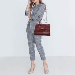 Pre Owned حقيبة بالنسياغا لو ديكس كارتابل يد علوية جلد نعام و جلد أحمر داكن