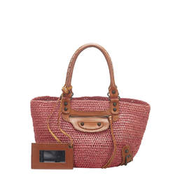 Pre Owned Balenciaga Tan/Ombre Straw Woven Motocross Panier Basket Bag