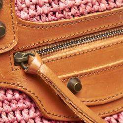 Pre Owned Balenciaga Tan/Ombre Straw Woven Motocross Panier Basket Bag