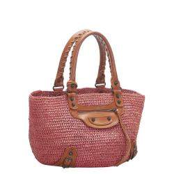 Pre Owned Balenciaga Tan/Ombre Straw Woven Motocross Panier Basket Bag