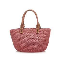 Pre Owned Balenciaga Tan/Ombre Straw Woven Motocross Panier Basket Bag