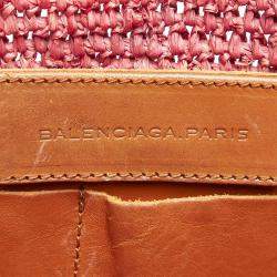 Pre Owned Balenciaga Tan/Ombre Straw Woven Motocross Panier Basket Bag