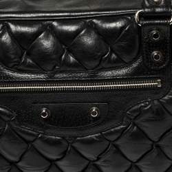 Pre Owned Balenciaga Black Matelassé Leather RH MM Bag