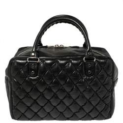 Pre Owned Balenciaga Black Matelassé Leather RH MM Bag
