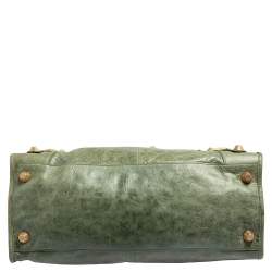 Pre Owned Balenciaga Green Leather Giant Work Bag
