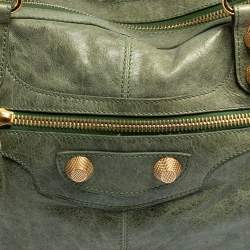 Pre Owned Balenciaga Green Leather Giant Work Bag