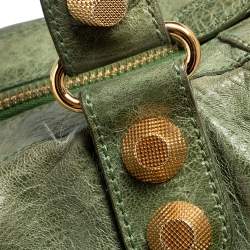 Pre Owned Balenciaga Green Leather Giant Work Bag