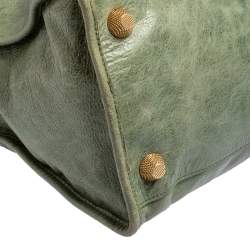 Pre Owned Balenciaga Green Leather Giant Work Bag