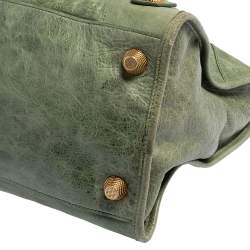Pre Owned Balenciaga Green Leather Giant Work Bag
