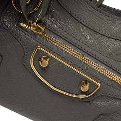 Pre Owned Balenciaga Gris Tarmac Leather Mini Metallic Edge City Bag