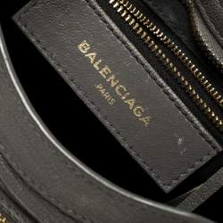 Pre Owned Balenciaga Gris Tarmac Leather Mini Metallic Edge City Bag