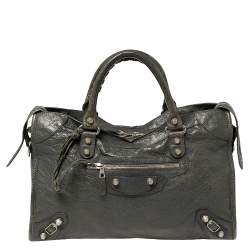 Pre Owned Balenciaga Grey Leather RH City Tote