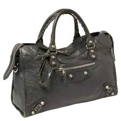 Pre Owned Balenciaga Grey Leather RH City Tote