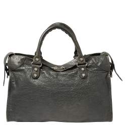 Pre Owned Balenciaga Grey Leather RH City Tote