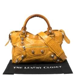 Pre Owned حقيبة يد بالنسياغا جي أس أتش سيتي جلد مسطردة