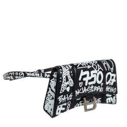 Balenciaga Black Leather Graffiti Hourglass Belt Bag