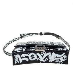 Balenciaga Black Leather Graffiti Hourglass Belt Bag
