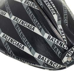 Pre Owned Balenciaga Black/White Leather XS Souvenir Bike Chain Bag